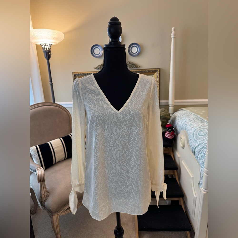 Michael Kors Cream Wrist Tie Blouse, XS, NWTs